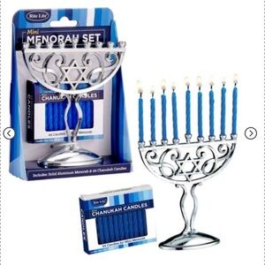 ❤️ 🆕 JEWISH HOLIDAY CHANUKAH HANUKKAH MINI SILVER TONE MENORAH CANDLE HOLDER